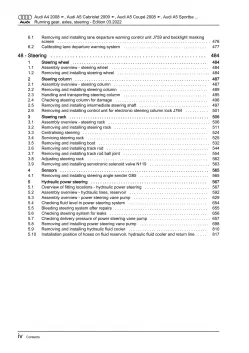 Audi A5 Cabriolet 8F 2009-2016 running gear axles steering repair manual eBook