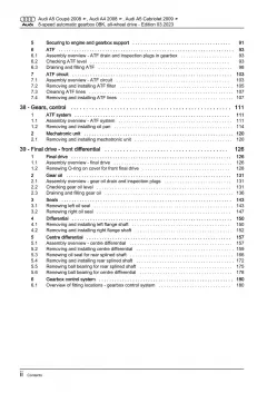 Audi A5 Cabriolet 8F 2009-2016 8 speed automatic gearbox 0BK repair manual eBook