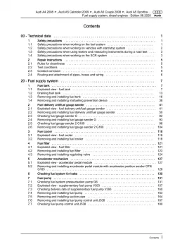 Audi A5 Cabrio 2009-2016 fuel supply system diesel engines repair manual eBook