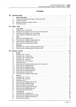 Audi A5 8T 2009-2016 general body repairs exterior repair workshop manual eBook