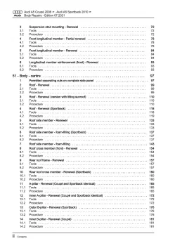 Audi A5 type 8T 2007-2016 body repairs workshop manual eBook pdf guide