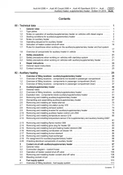 Audi A5 8T 2007-2016 auxiliary supplementary heater repair workshop manual eBook