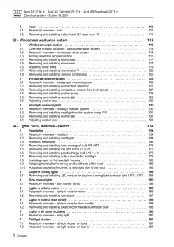 Audi A5 type F5 2016-2019 electrical system repair workshop manual eBook guide