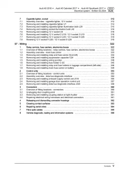 Audi A5 type F5 2016-2019 electrical system repair workshop manual eBook guide