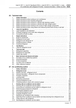 Audi A5 F5 2016-2019 air conditioning systems refrigerant R1234yf manual eBook