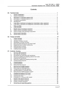 Audi A6 4A 1990-1997 4 speed automatic gearbox 01N repair workshop manual eBook