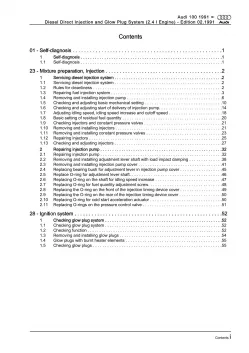 Audi A6 4A (90-97) direct injection glow plug injectors 2.4l repair manual eBook