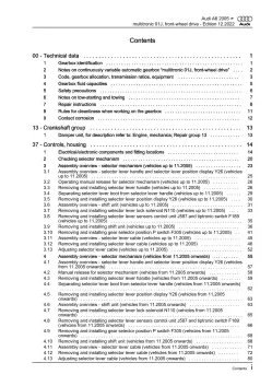 Audi A6 4F 2004-2011 multitronic gearbox 01J fwd repair workshop manual eBook