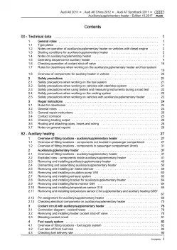 Audi A6 4G 2010-2018 auxiliary supplementary heater repair workshop manual eBook