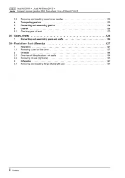 Audi A6 4G 2010-2018 6 speed manual gearbox 0B1 repair workshop manual eBook