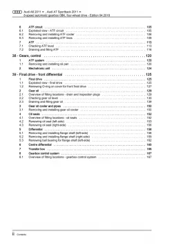 Audi A6 4G 2010-2018 8 speed automatic gearbox 0BK repair workshop manual eBook