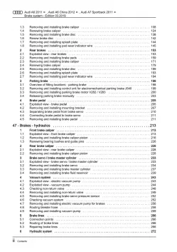 Audi A7 type 4G 2010-2018 brake systems repair workshop manual eBook pdf
