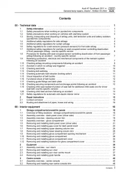 Audi A7 4G 2010-2018 general body repairs interior guide workshop manual eBook