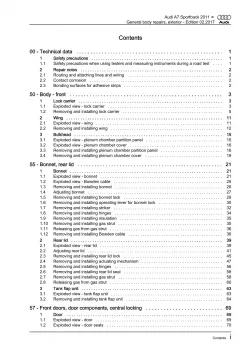 Audi A7 4G 2010-2018 general body repairs exterior guide workshop manual eBook