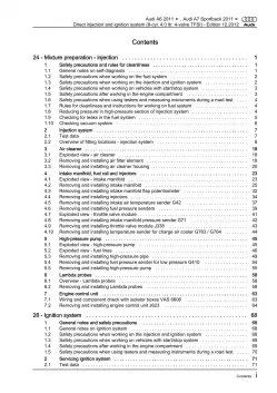 Audi A7 4G 2010-2018 direct injection ignition system 4.0l repair manual eBook