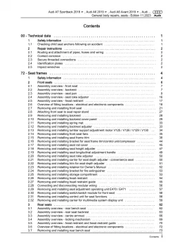 Audi A7 type 4K from 2018 general body repairs seats guide workshop manual eBook