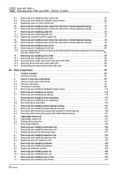 Audi A8 4D 1994-2002 running gear axles steering fwd awd repair manual eBook