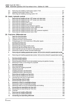 Audi A8 4D 1994-2002 4 speed automatic gearbox 018 repair workshop manual eBook