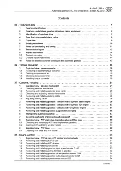 Audi A8 4D 1994-2002 5 speed automatic gearbox 01L repair workshop manual eBook