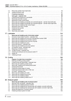 Audi A8 S8 4D 1994-2002 petrol engine mechanics 238-360 hp repair manual eBook