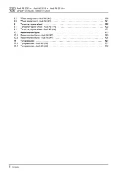 Audi A8 type 4E 2002-2010 wheels and tyres repair workshop manual eBook pdf