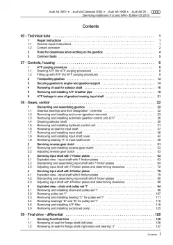 Audi A8 type 4E 2002-2010 servicing multitronic gearbox 01J repair manual eBook