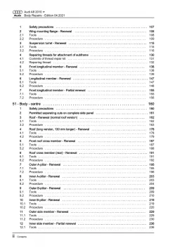 Audi A8 type 4H 2010-2017 body repairs workshop manual eBook