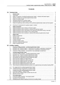 Audi A8 4H 2010-2017 auxiliary supplementary heater repair workshop manual eBook