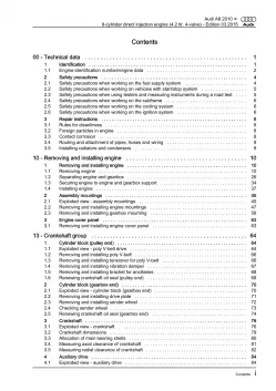 Audi A8 4H 2010-2017 8-cyl. petrol engines 371 hp repair workshop manual eBook