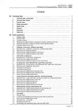 Audi A8 4H 2010-2017 security running gear steering brake repair manual eBook
