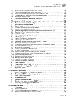 Audi A8 4H 2010-2017 security running gear steering brake repair manual eBook