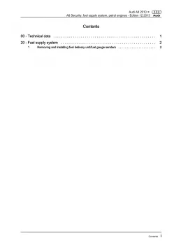 Audi A8 4H 10-17 security fuel supply system petrol engines repair manual eBook