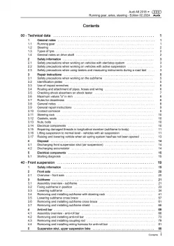 Audi A8 4N 2017-2021 running gear axles steering repair workshop manual eBook