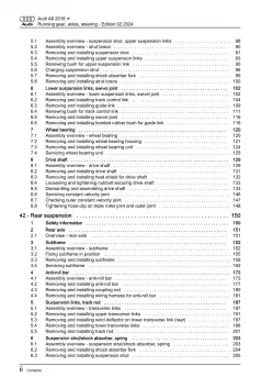 Audi A8 4N 2017-2021 running gear axles steering repair workshop manual eBook