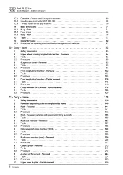 Audi A8 type 4N 2017-2021 body repairs workshop manual eBook pdf