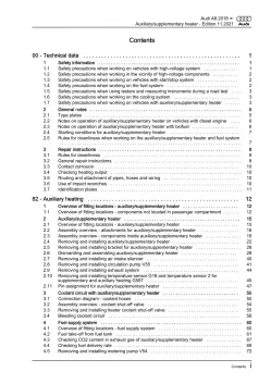 Audi A8 4N 2017-2021 auxiliary supplementary heater repair workshop manual eBook