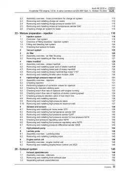 Audi A8 4N 2017-2021 diesel engines 3.0l 249 hp repair workshop manual eBook