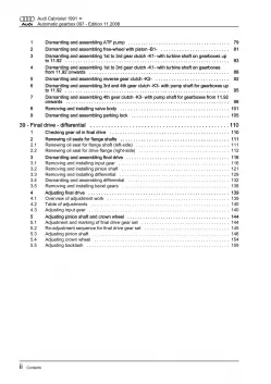 Audi Cabrio type 8G 1991-2000 4 speed automatic gearbox 097 repair manual eBook