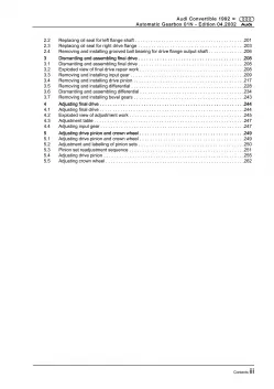 Audi Cabrio type 8G 1991-2000 4 speed automatic gearbox 01N repair manual eBook