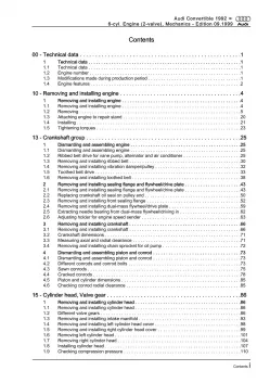 Audi Cabrio 8G 1991-2000 petrol engine mechanics 139-174 hp repair manual eBook