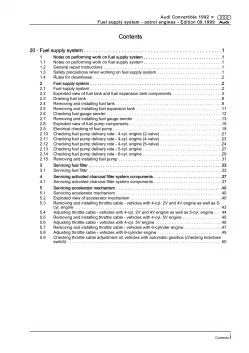 Audi Cabrio 8G 1991-2000 fuel supply system petrol engines repair manual eBook