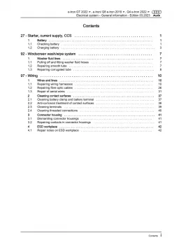 Audi Q8 e-tron GE 2018-2022 electrical system general info repair manual eBook