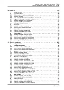 Audi Q2 GA from 2016 general body repairs exterior guide workshop manual eBook