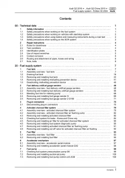 Audi Q2 GA from 2016 fuel supply system engines repair workshop manual eBook