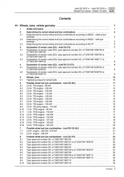 Audi Q3 type F3 from 2018 wheels and tyres guide repair workshop manual eBook