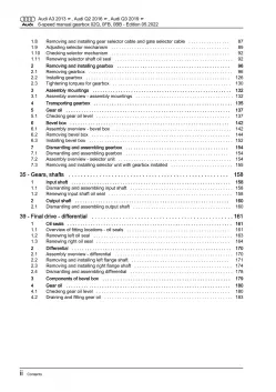 Audi Q3 type F3 from 2018 6 speed manual gearbox 02Q 0FB 0BB repair manual eBook