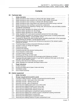 Audi Q5 FY 2016-2020 general body repairs interior guide workshop manual eBook