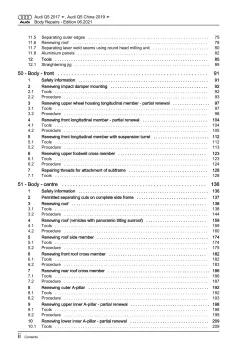 Audi Q5 type FY 2016-2020 body repairs workshop manual eBook pdf