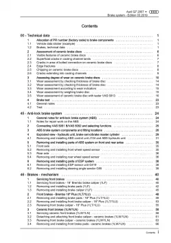 Audi Q7 type 4L 2005-2015 brake systems repair workshop manual eBook pdf