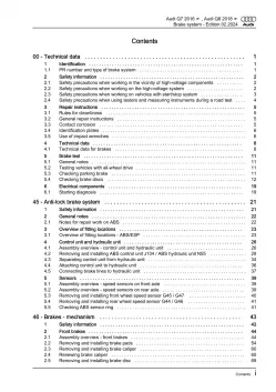 Audi Q8 type 4M from 2018 brake systems repair workshop manual eBook pdf